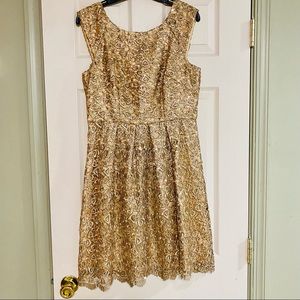Gold sequin embroidered mini dress size 8